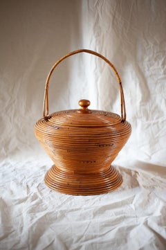 Cesto decorativo in rattan di Vivai del Sud – Italia – anni ’60