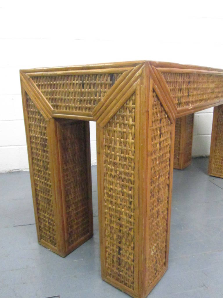 Decorative Rattan Console In Good Condition In New York, NY