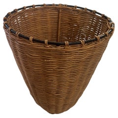 Decorative Rattan & Iron Basket Planter Tall Vase
