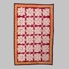 Decorative Red and White Cotton Suzani, Uzbekistan, 1960s