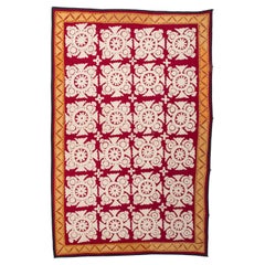 Suzani decorativo in cotone rosso e bianco, Uzbekistan, anni '60