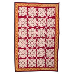 Vintage Decorative Red and White Cotton Suzani, Uzbekistan, 1960s