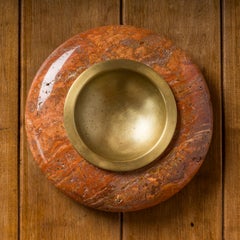 Dekorative Rote Iranien Travertin & Messing Vide Poche von Knoll - USA 1970er Jahre