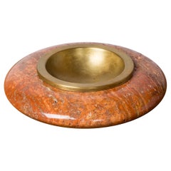 Dekorative Rote Iranien Travertin & Messing Vide Poche von Knoll - USA 1970er Jahre