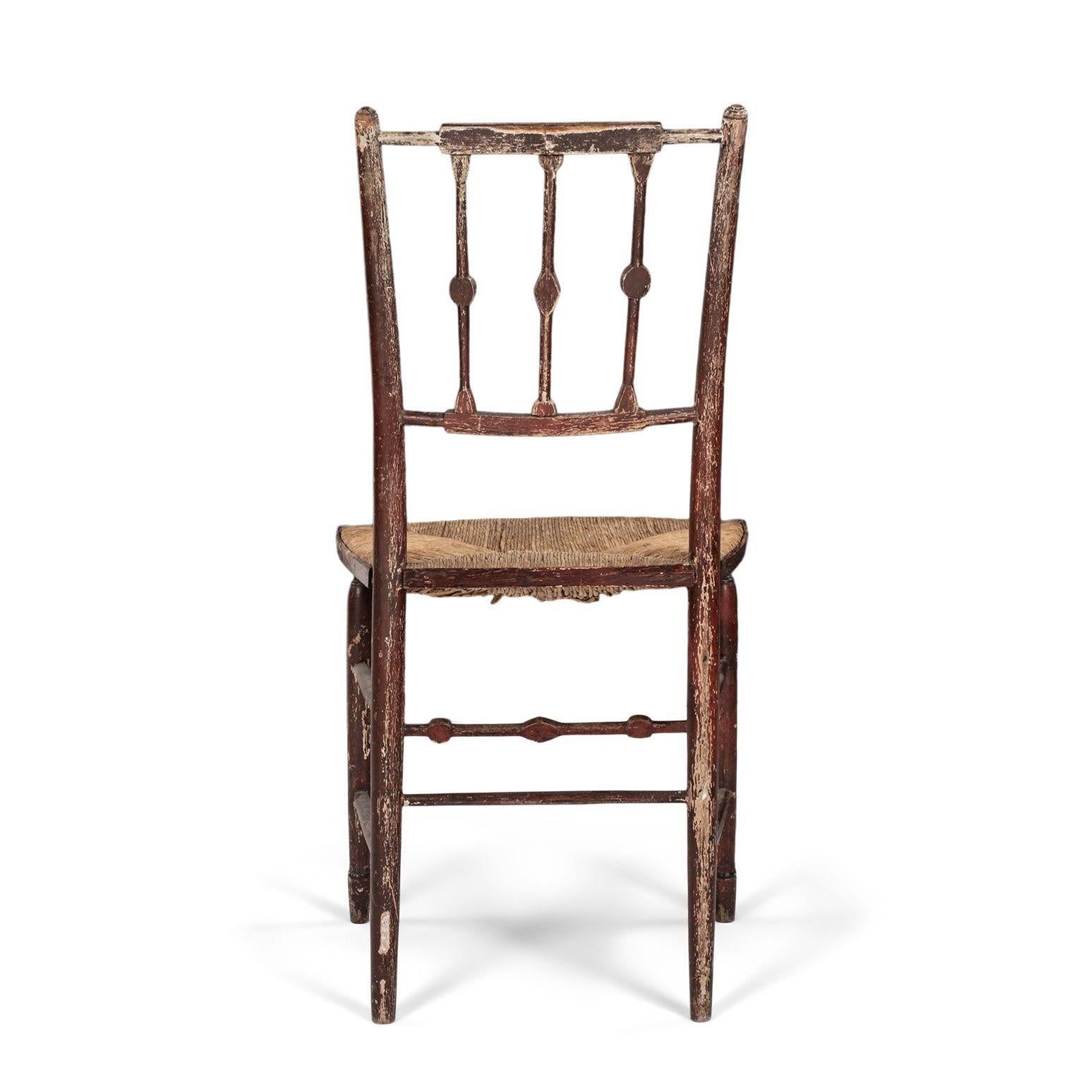 Decorative Red-Painted French Side Chair For Sale 4