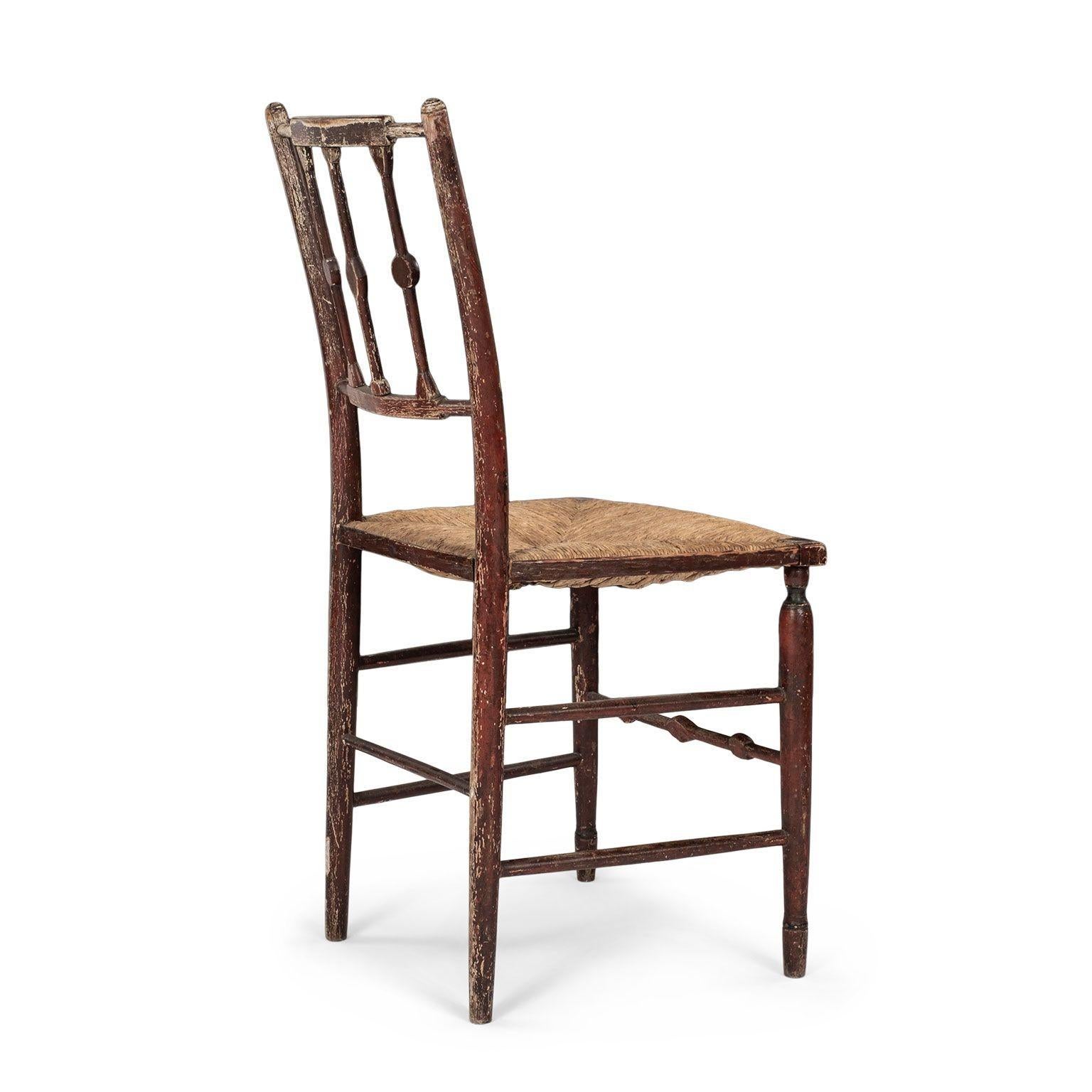 Decorative Red-Painted French Side Chair For Sale 5