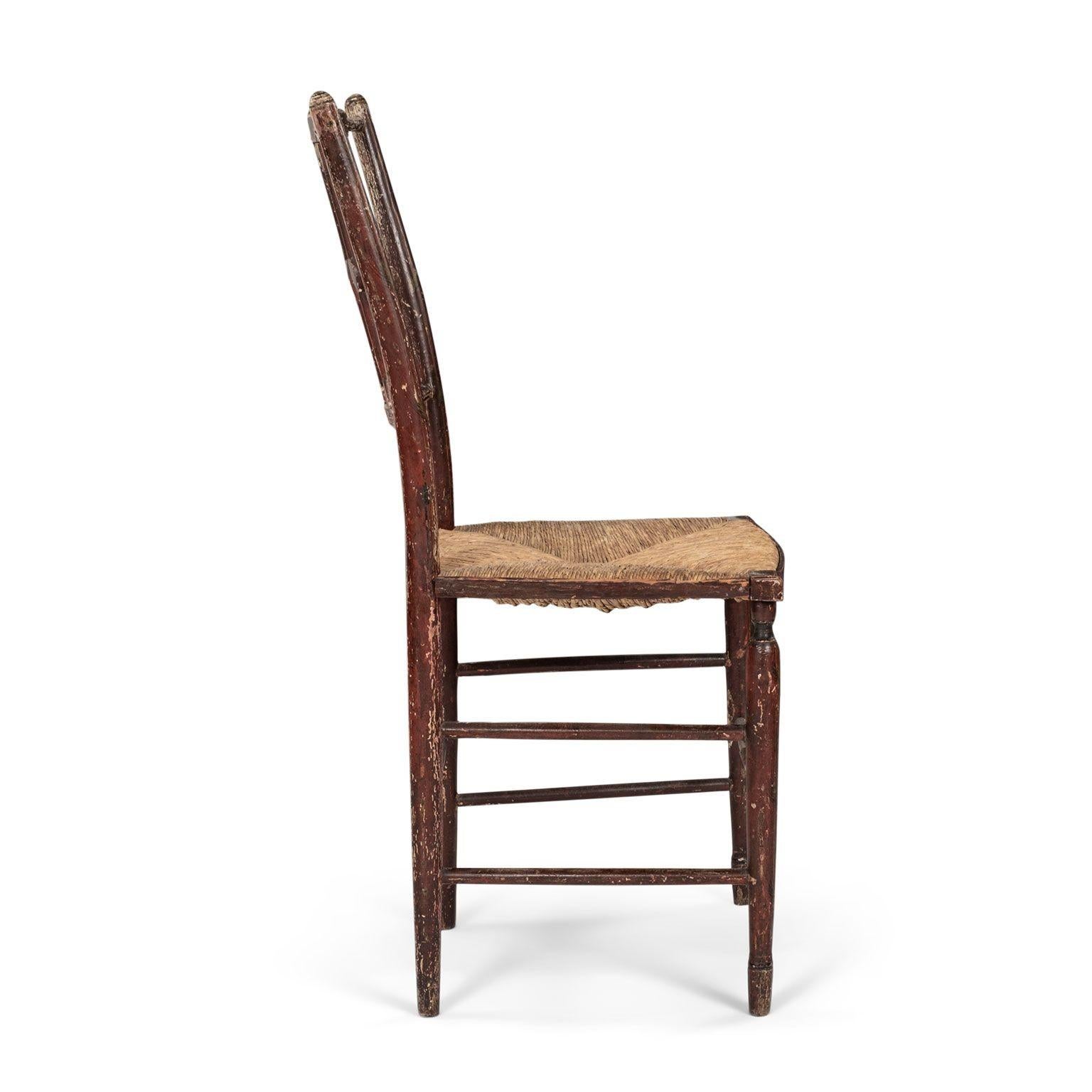 Decorative Red-Painted French Side Chair For Sale 6