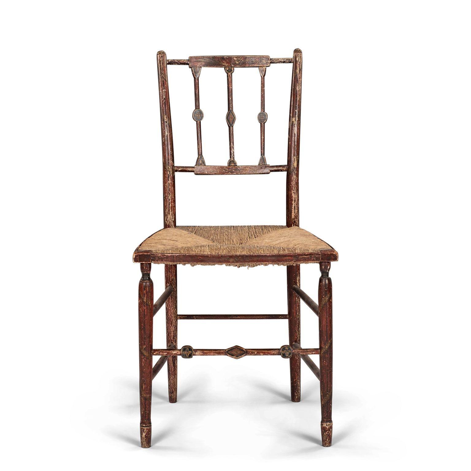 Decorative Red-Painted French Side Chair In Good Condition For Sale In Houston, TX