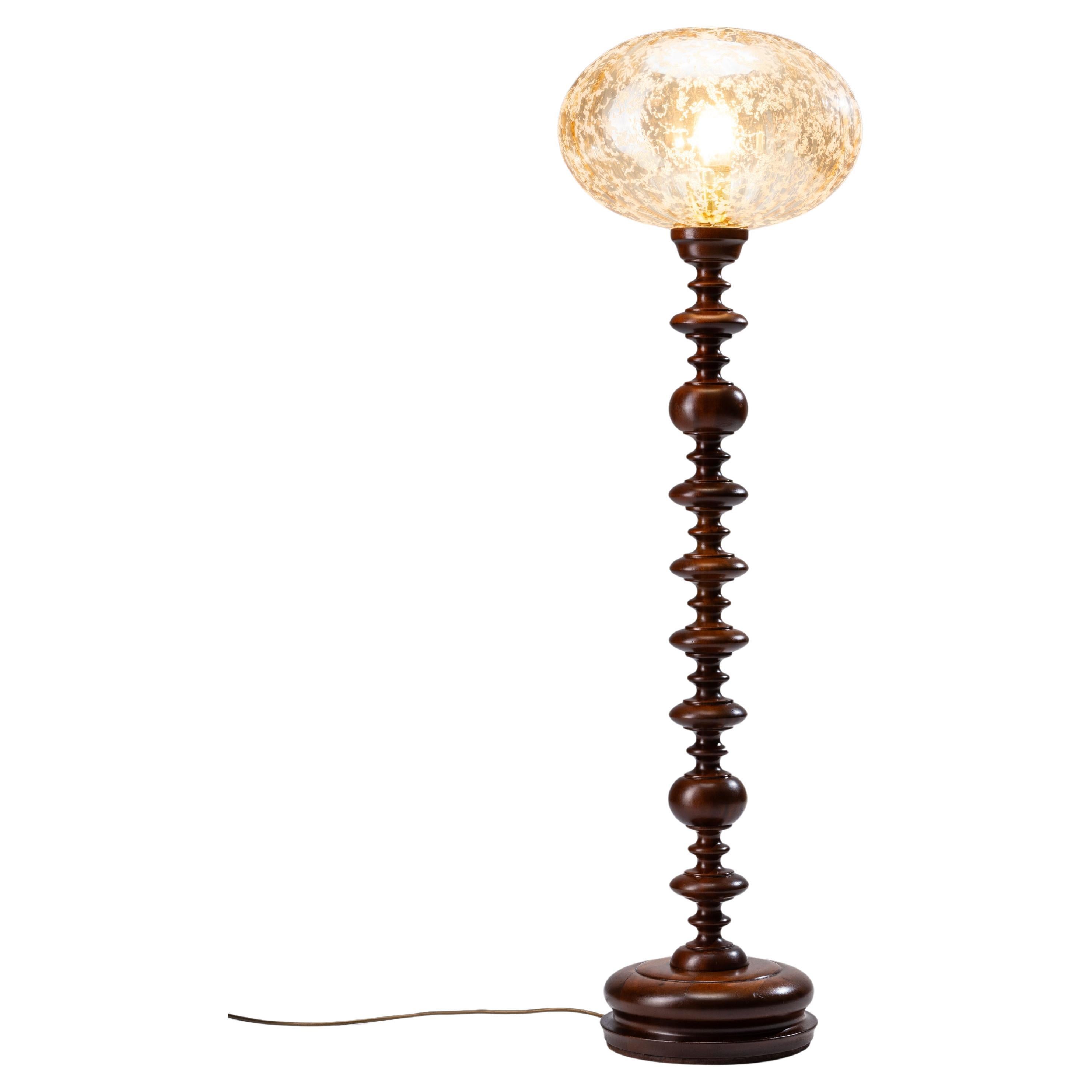 Lampada da terra decorativa a coste in vetro satinato Metà secolo Danimarca 1960 in vendita