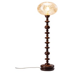 Decorative ribbed floor lamp frosted glass Mid-Century Denmark 1960
