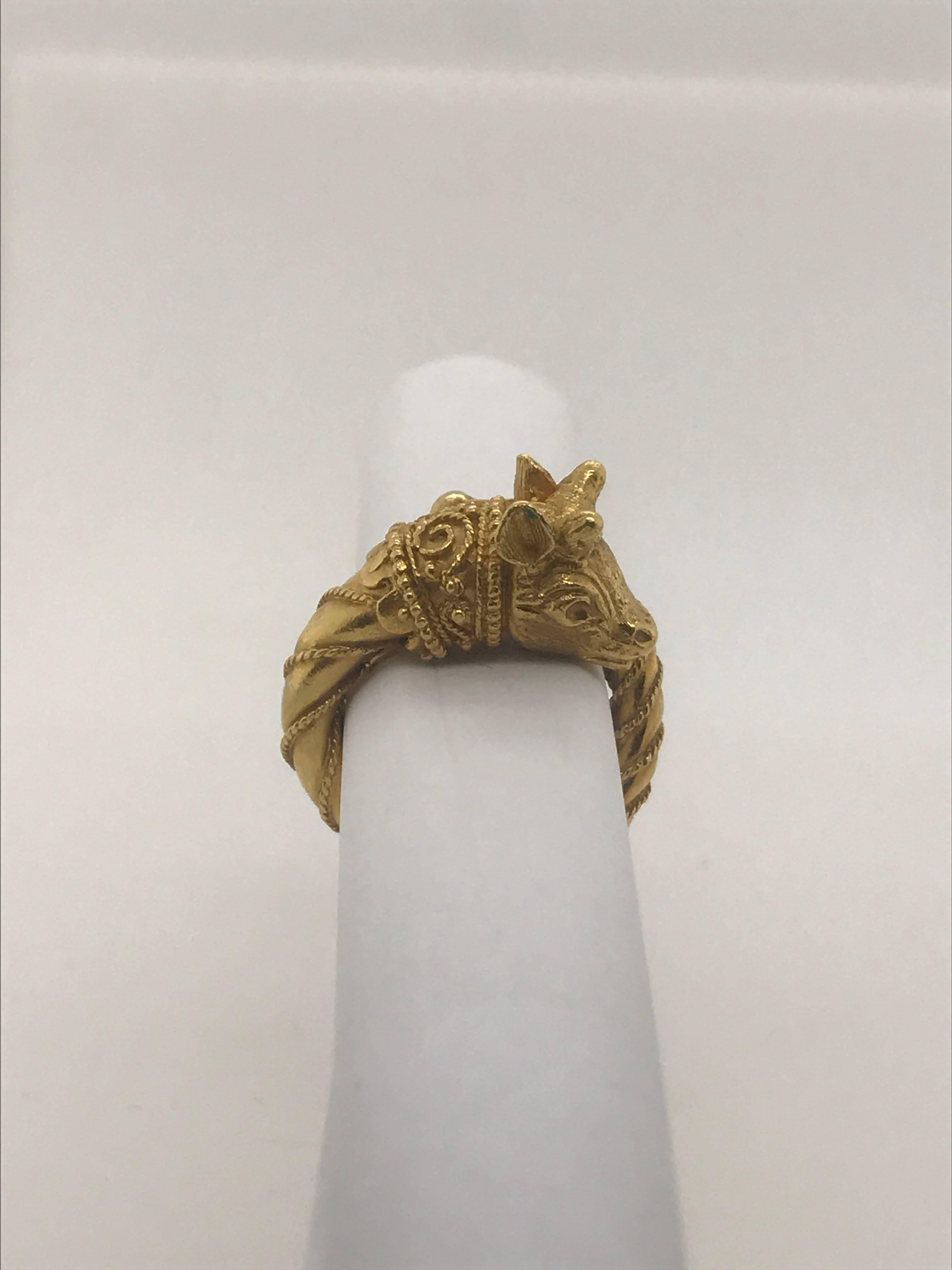 Decorative Ring by Zolotas in 22 Karat Yellow Gold In Good Condition In New Orleans, LA