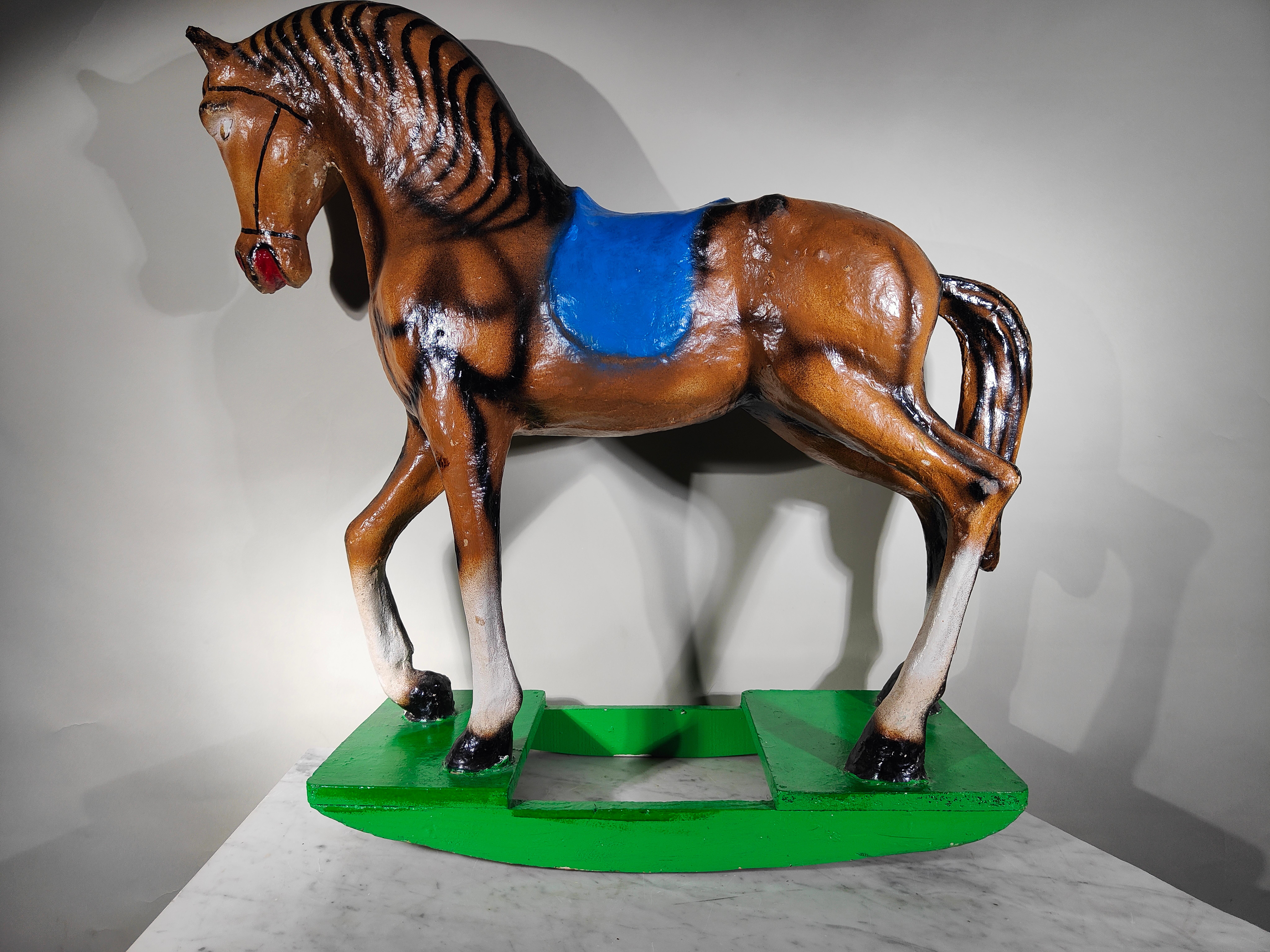 Decorative Rocking Horse Made of Papier-mâché, 1950s For Sale 2
