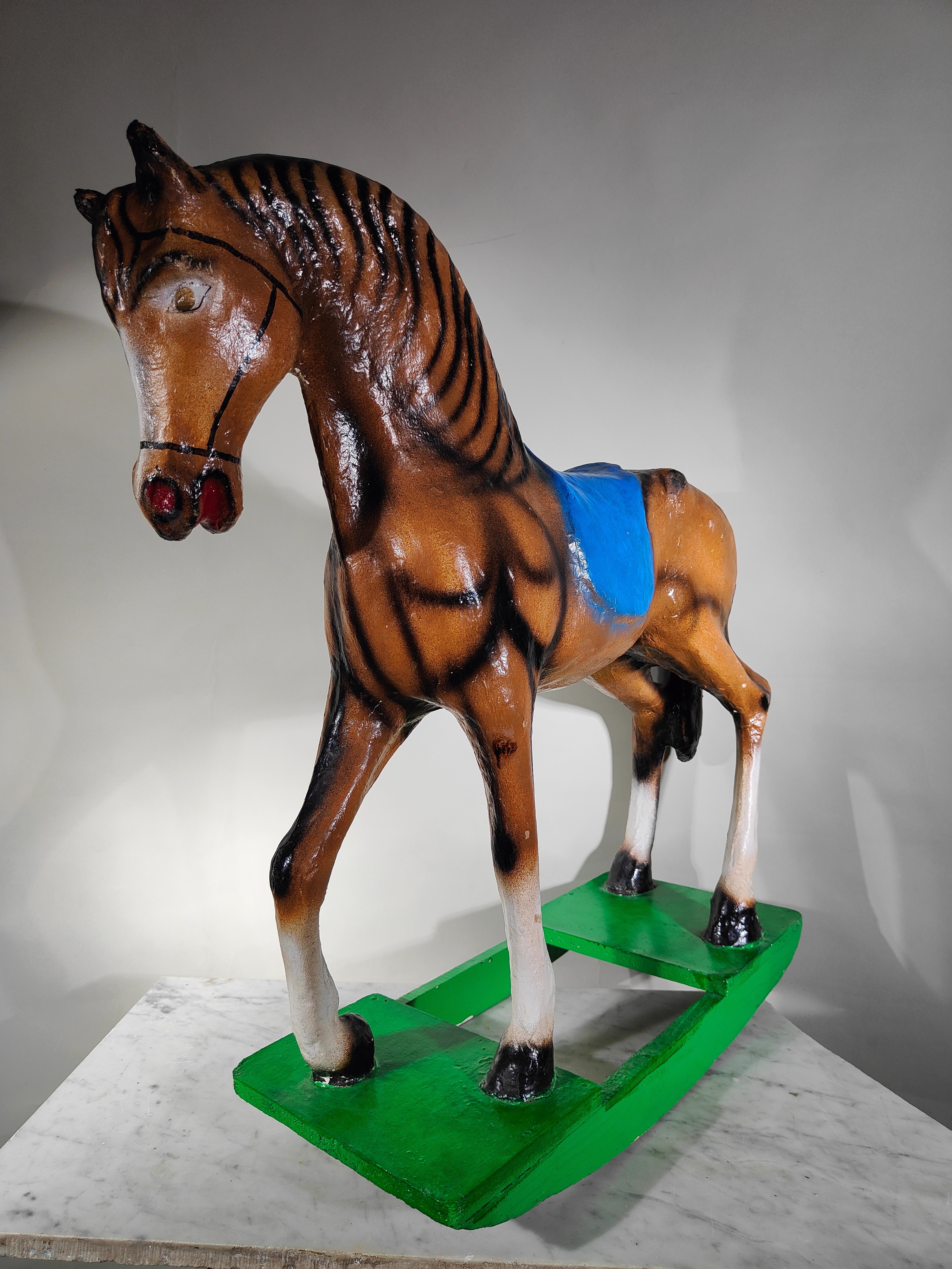 Mid-20th Century Decorative Rocking Horse Made of Papier-mâché, 1950s For Sale