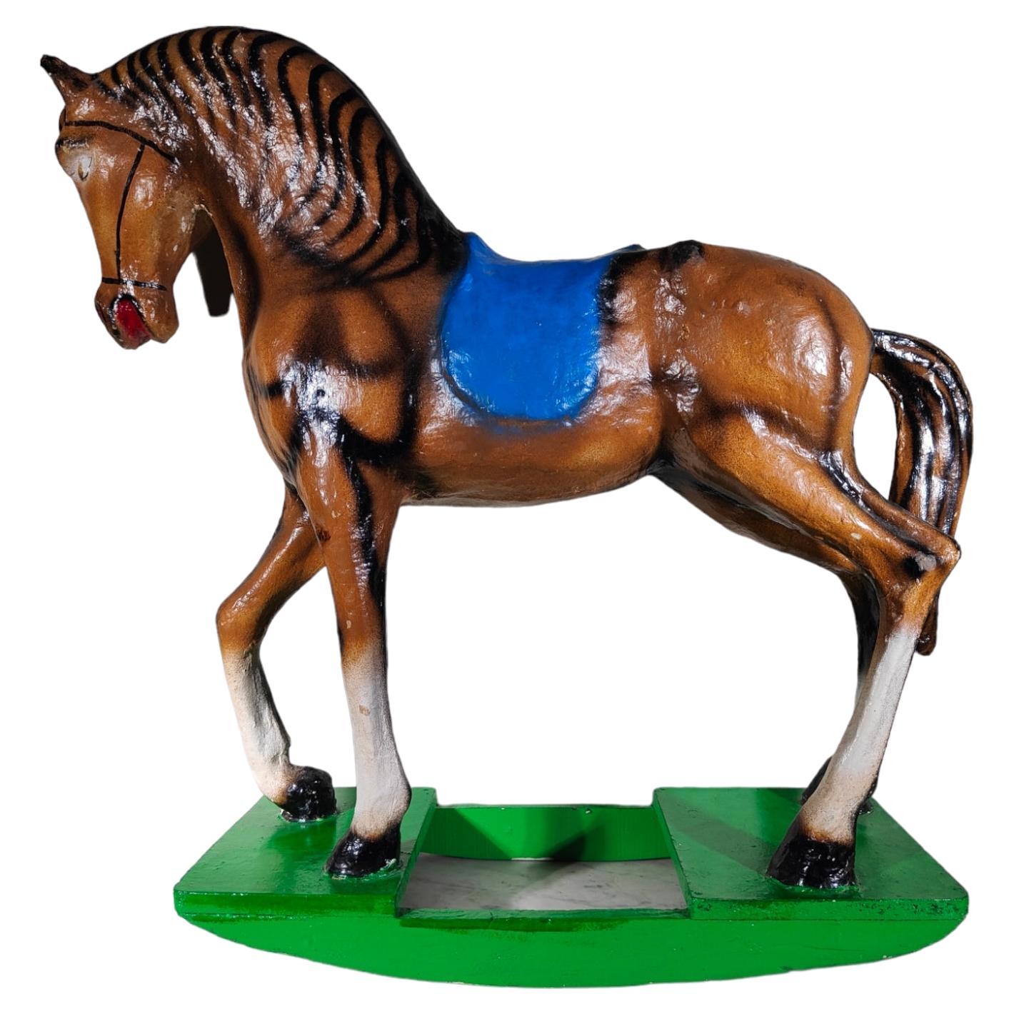 Decorative Rocking Horse Made of Papier-mâché, 1950s For Sale