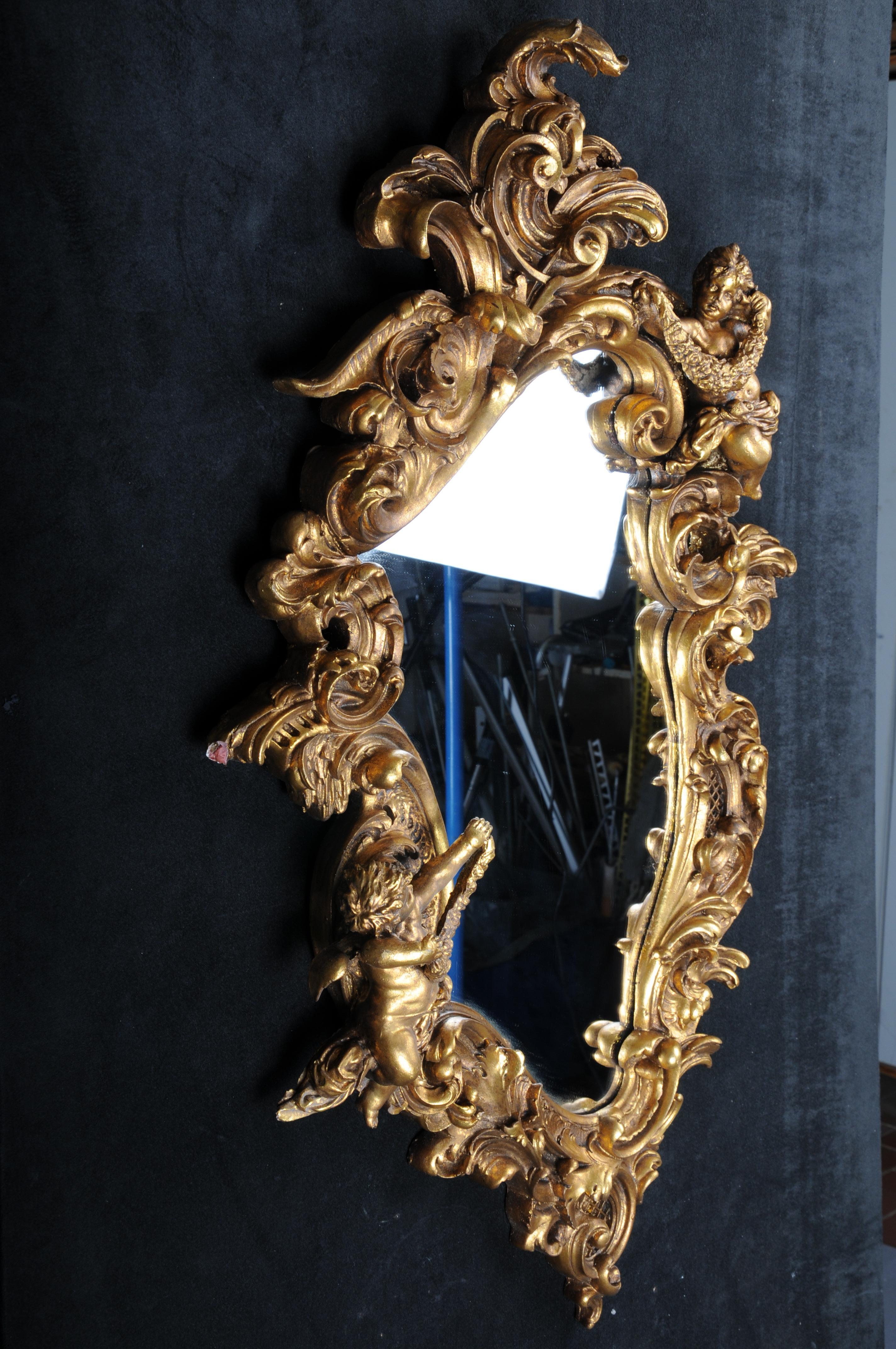 Miroir mural décoratif rocococo/baroque avec putto, doré en vente 5