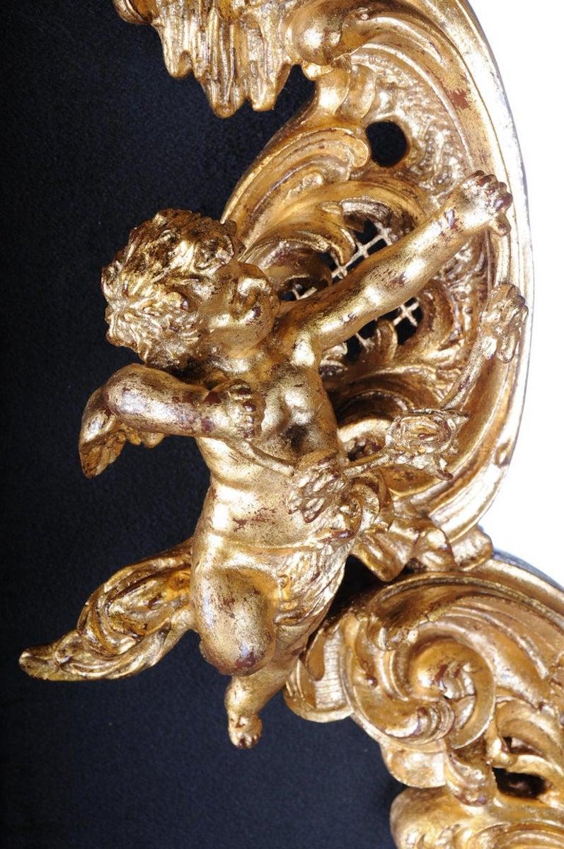 Decorative Rococo / Baroque Wall Mirror with Putti, Gilded For Sale 5