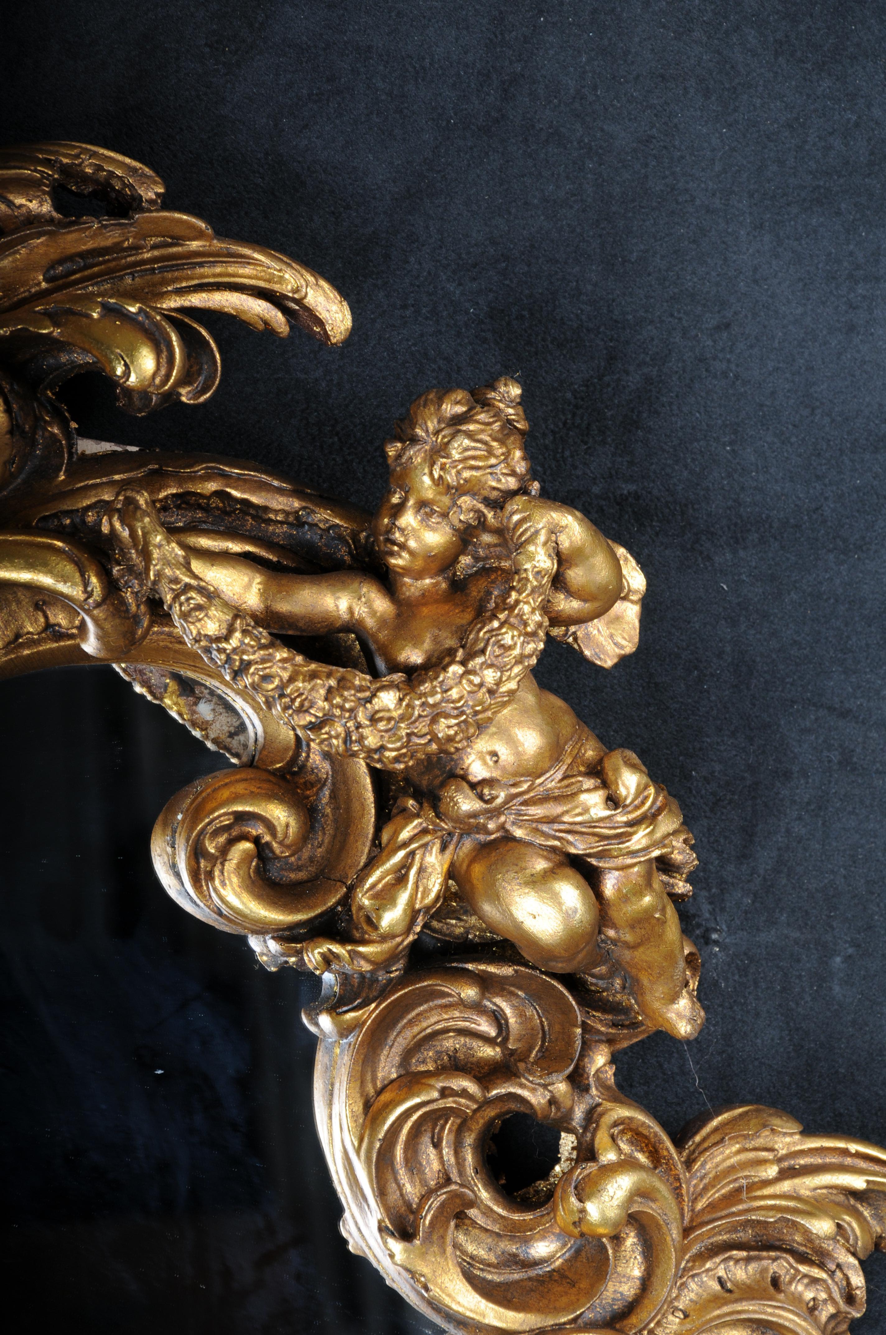 Miroir mural décoratif rocococo/baroque avec putto, doré en vente 7