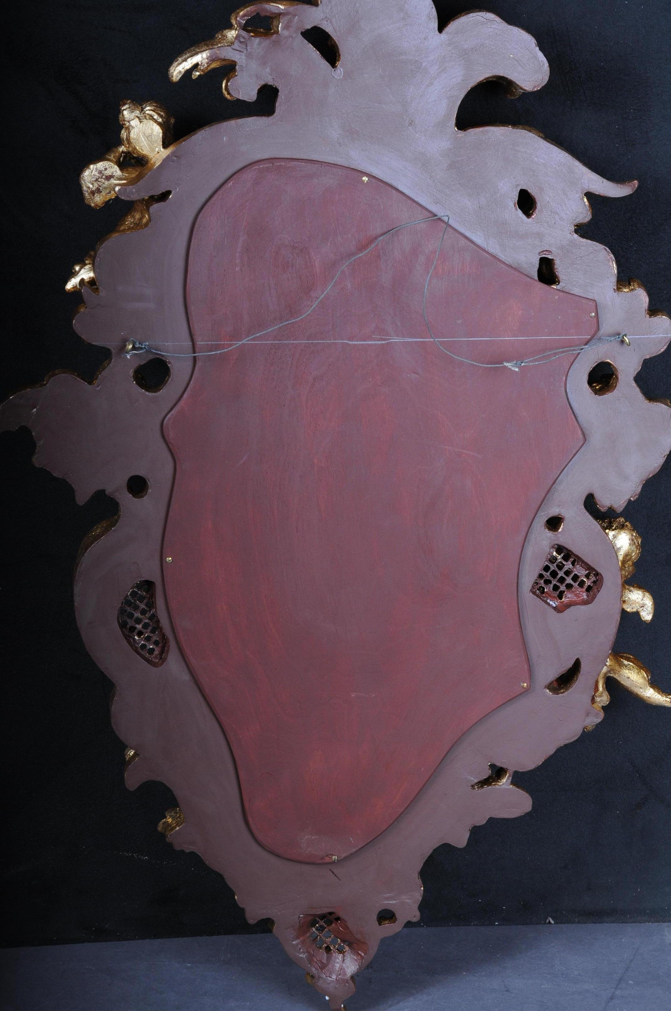 Decorative Rococo / Baroque Wall Mirror with Putti, Gilded For Sale 8