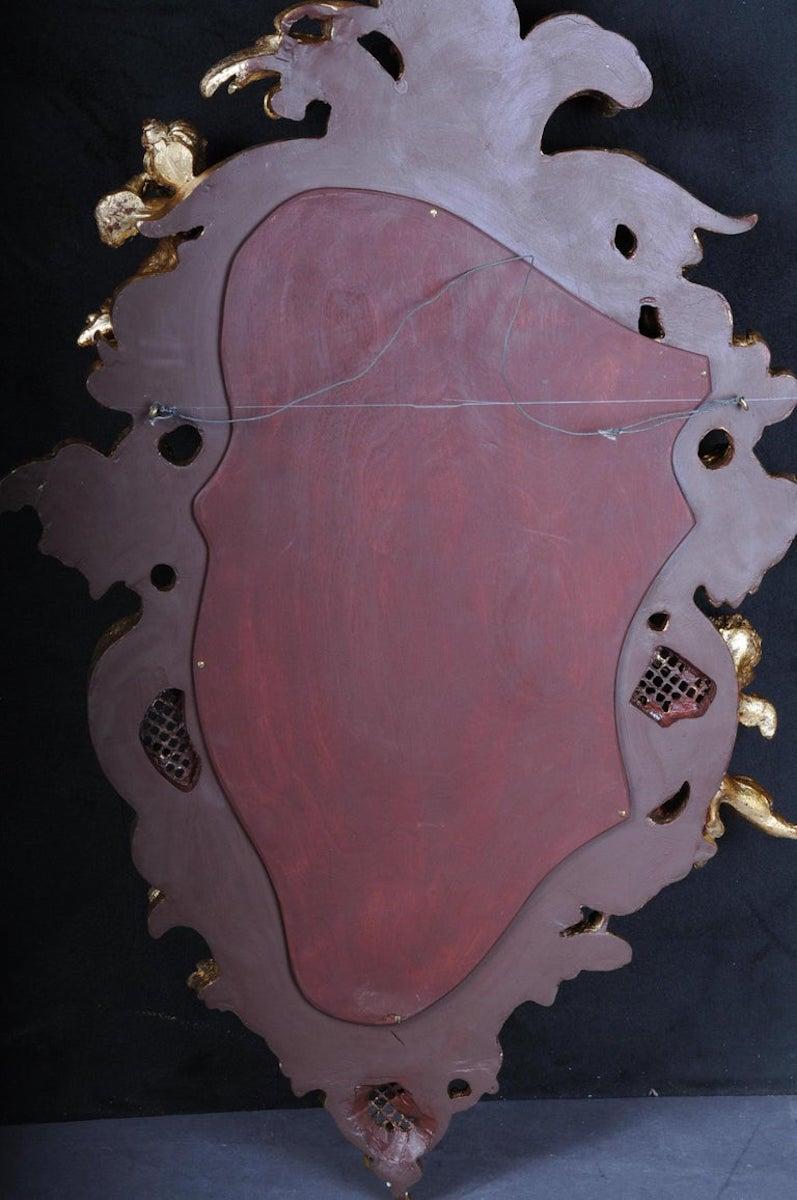 Decorative Rococo / Baroque Wall Mirror with Putti, Gilded For Sale 9