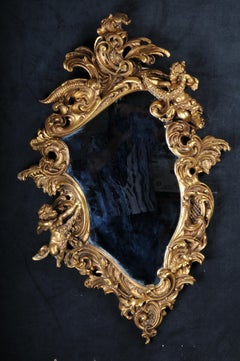 Decorative Rococo / Baroque Wall Mirror with Putto, Gilded