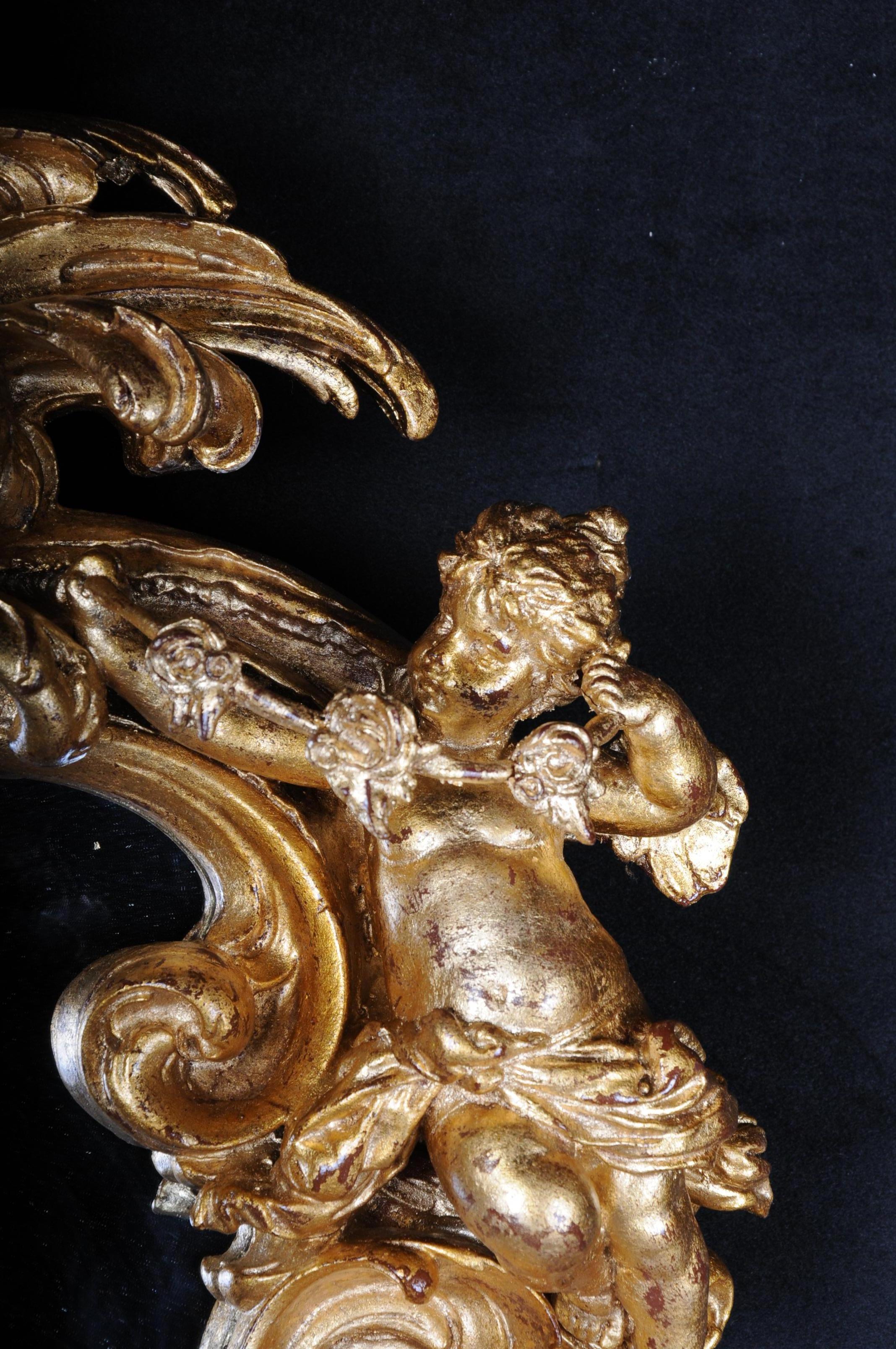 Beech Decorative Rococo / Baroque Wall Mirror with Putti, Gilded For Sale