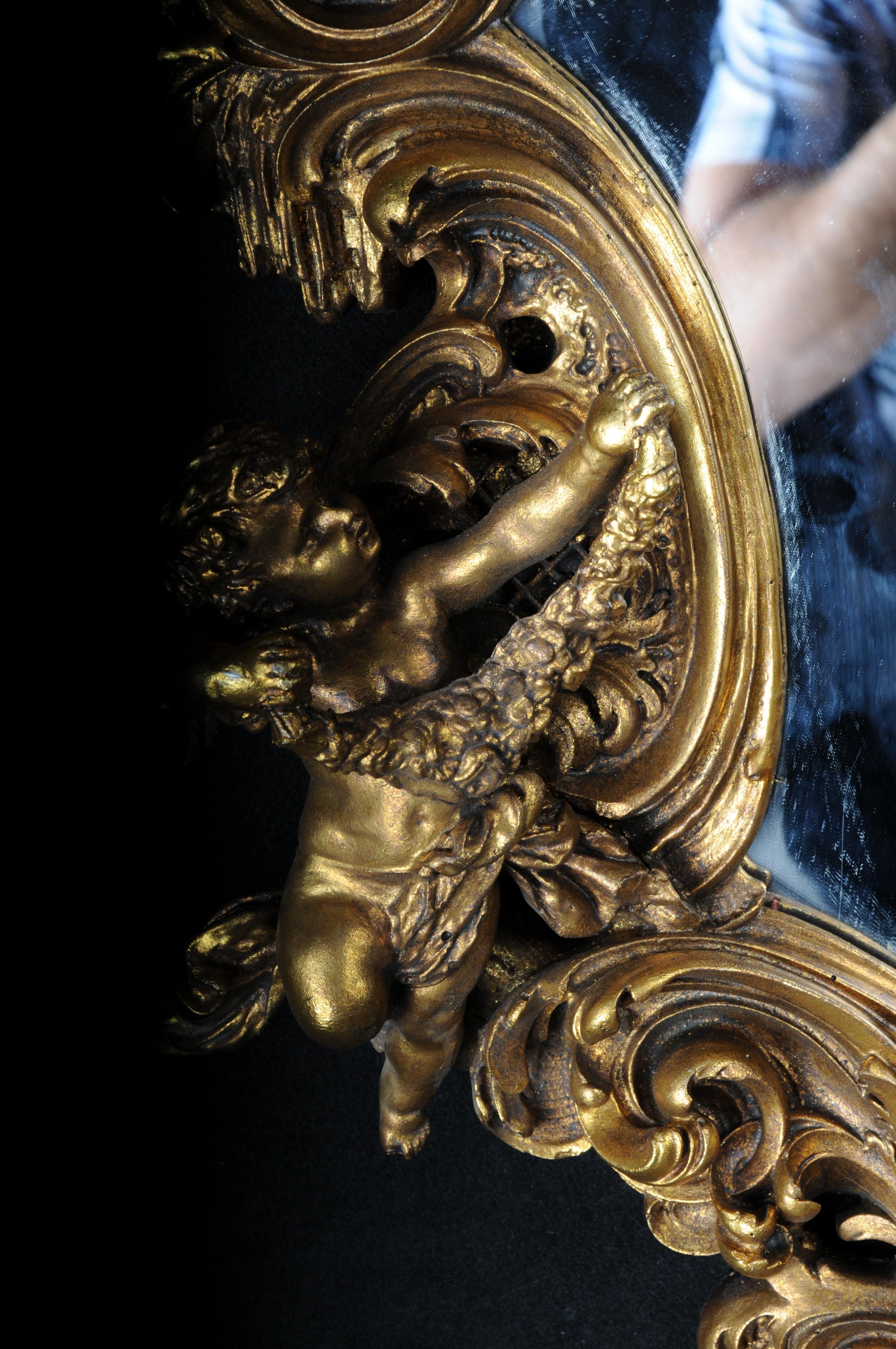 Miroir mural décoratif rocococo/baroque avec putto, doré en vente 3