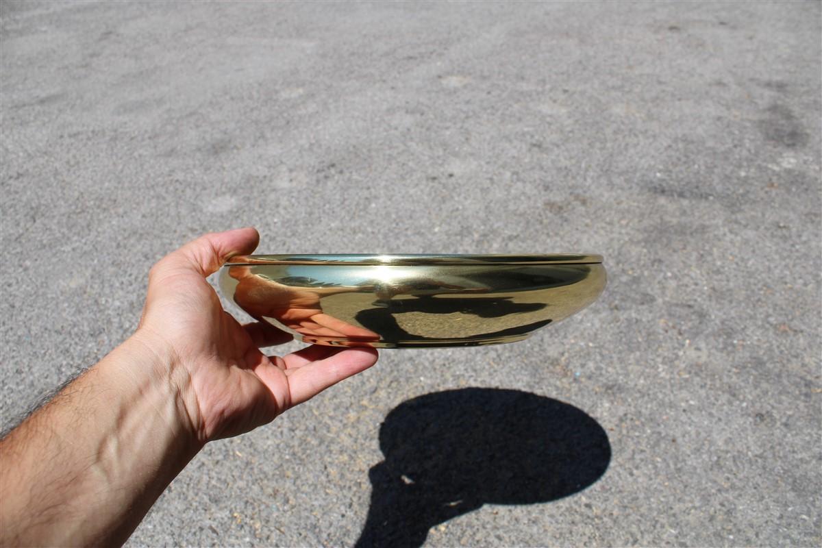 Mid-Century Modern Decorative Round Brass Gold Bowl Midcentury Italian Design For Sale