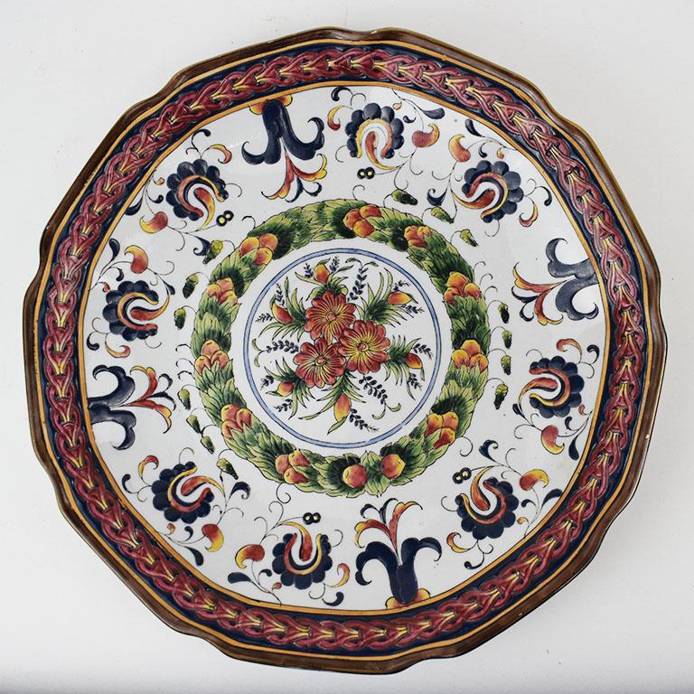 Decorative Round Ceramic Traditional Portuguese Style Platter For Sale 2