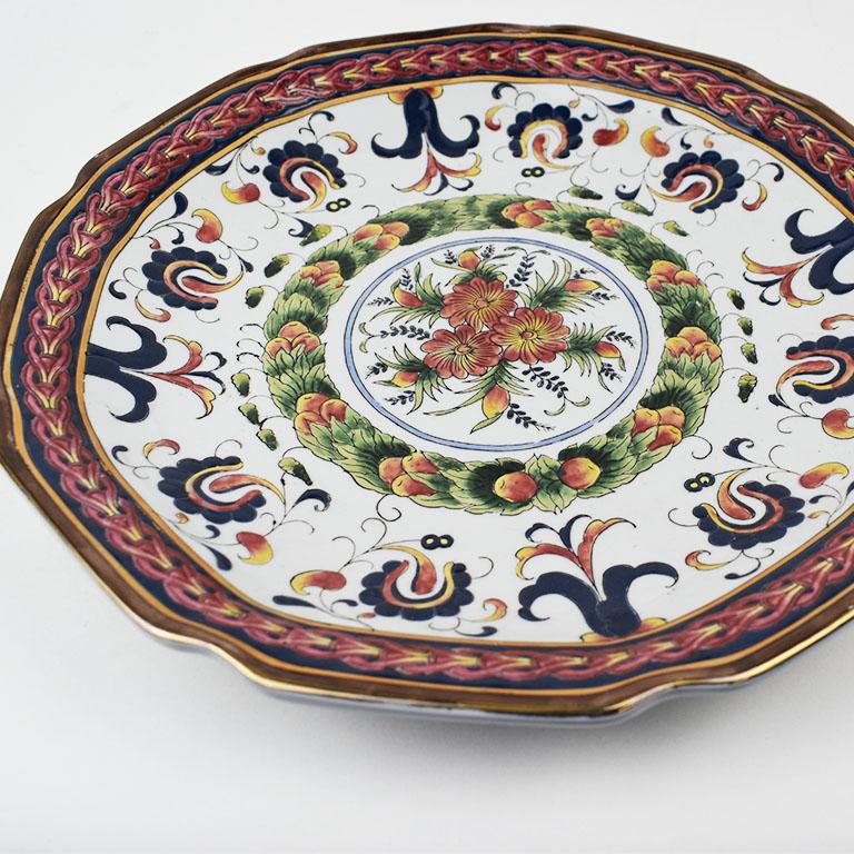 Decorative Round Ceramic Traditional Portuguese Style Platter For Sale 3