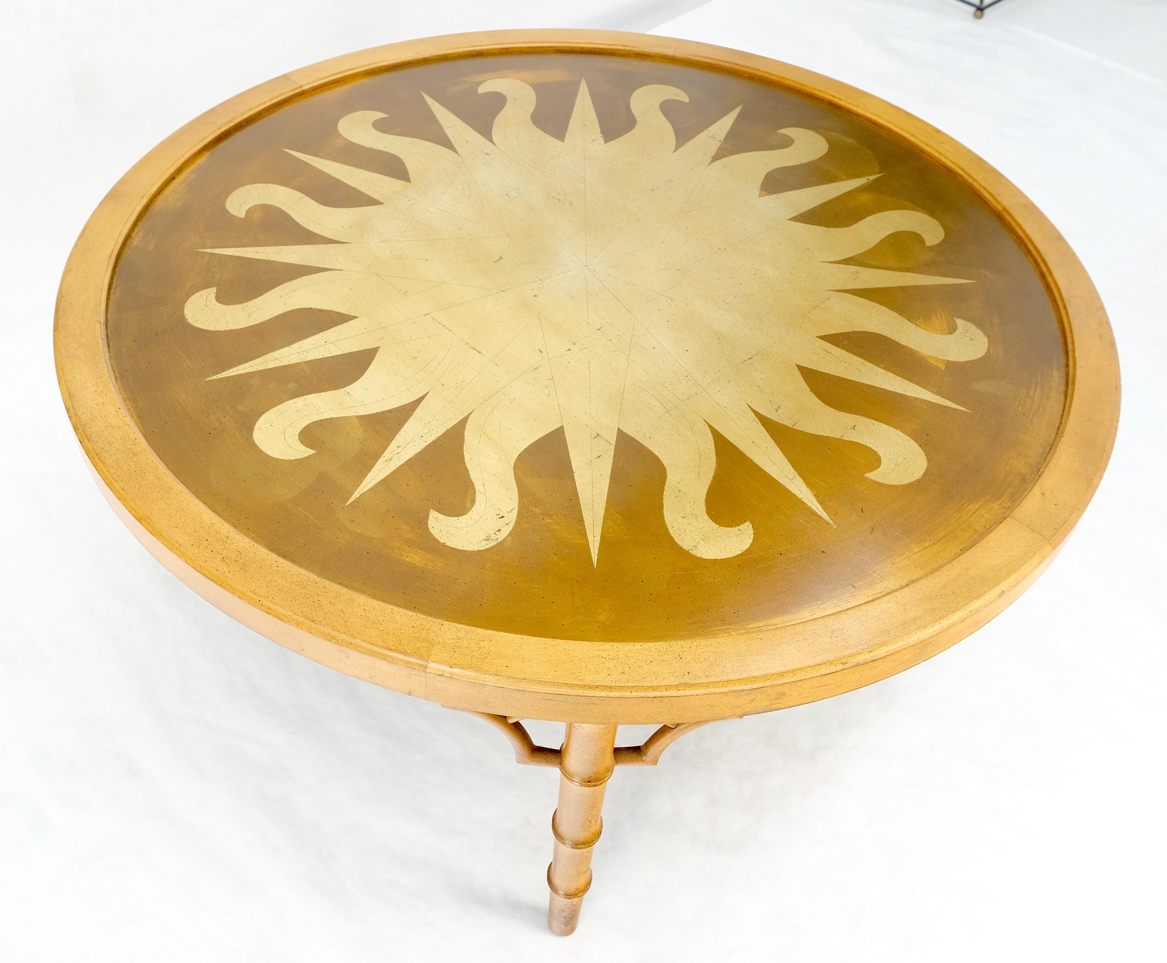 Table à café décorative ronde en faux bambou avec feuille d'or et thème de l'éclat de soleil MINT en vente 4