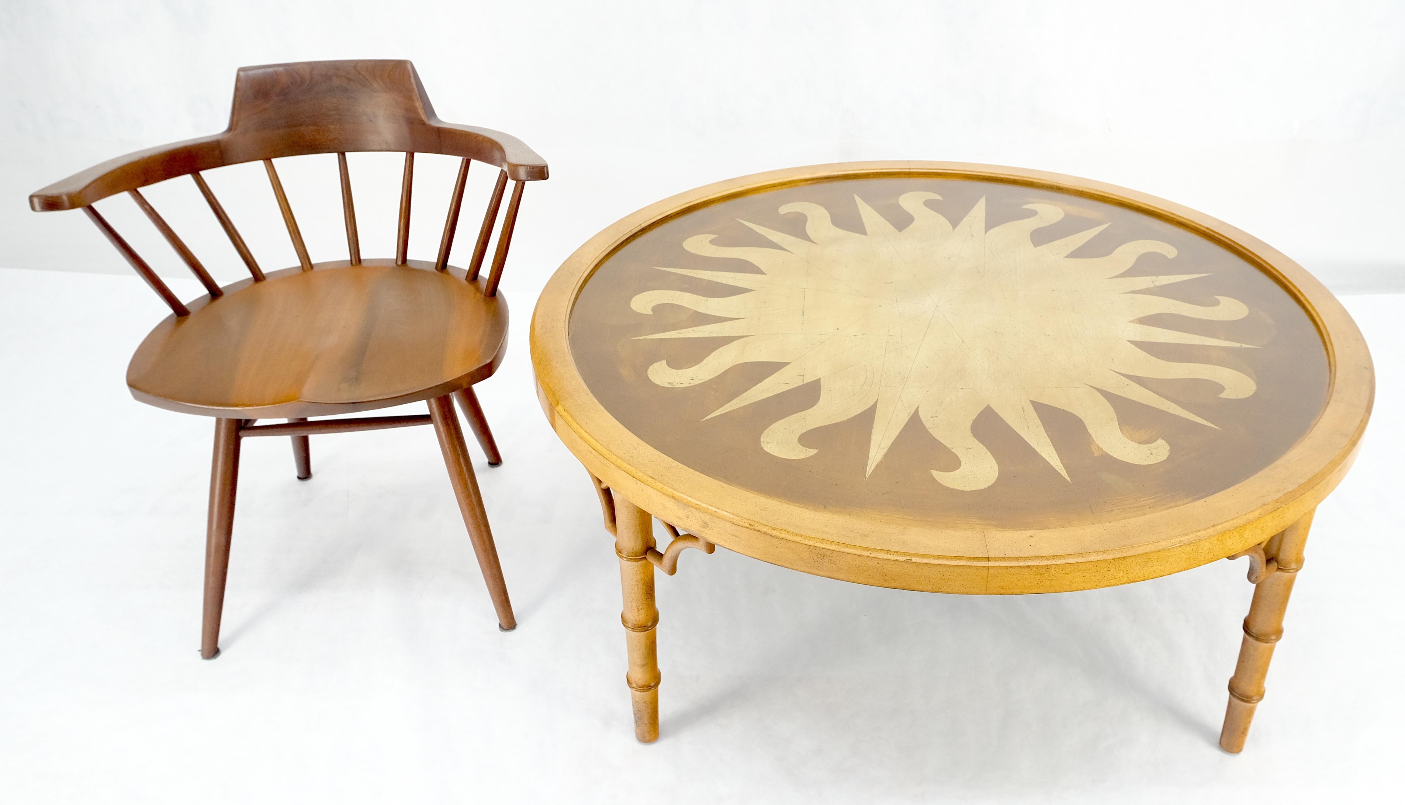 Table à café décorative ronde en faux bambou avec feuille d'or et thème de l'éclat de soleil MINT en vente 3