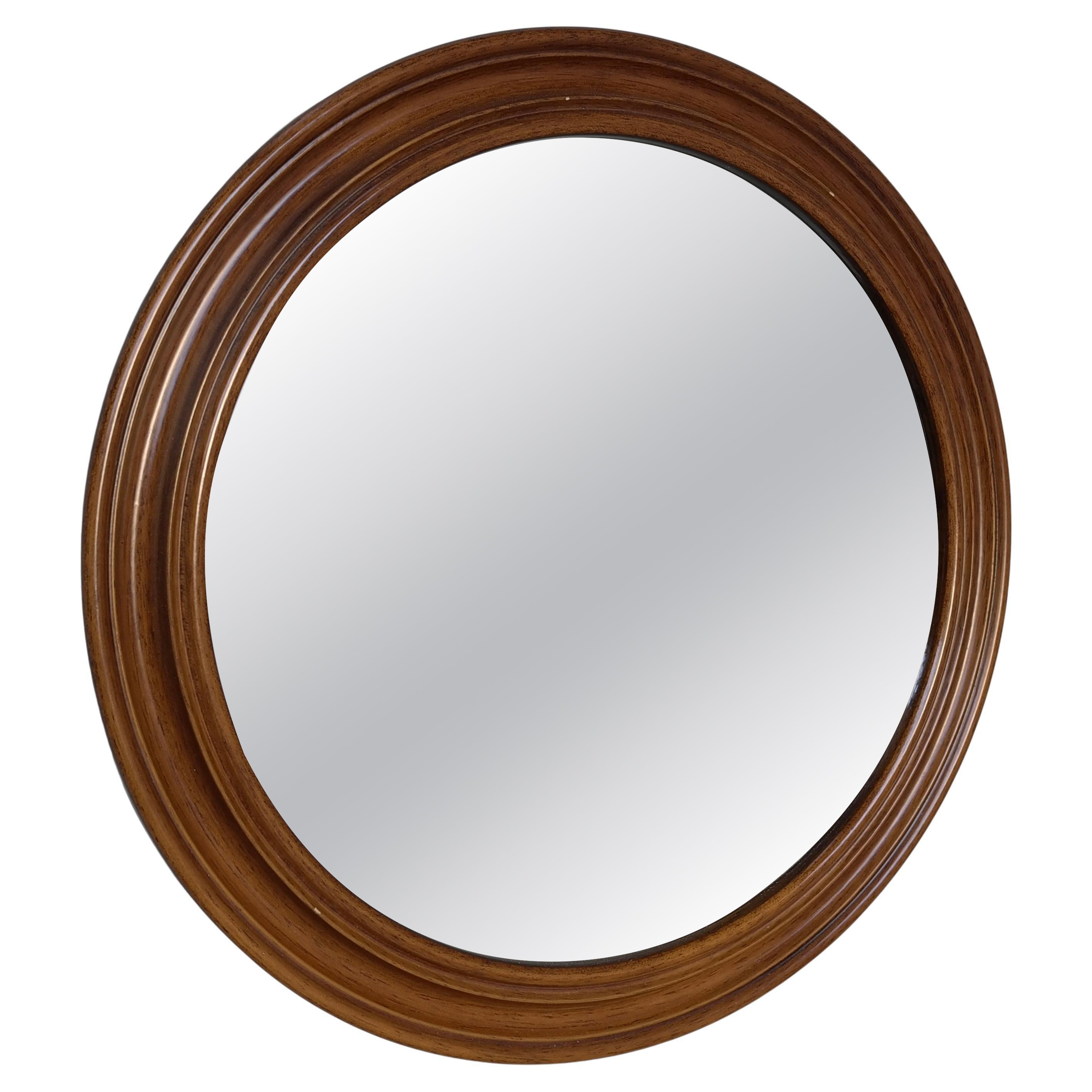 Miroir mural rond décoratif en bois, Italie, années 1960