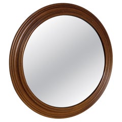 Decorative Round Wooden Wall Mirror, Italy 1960's