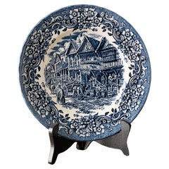 Decorative Royal Tudorware Plate, England, Deep Blue Decorations, Hand Engraved