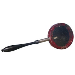 Miroir décoratif scientifique concave mercuré en cuir marron et ébène