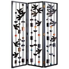 'Bird in flight' Room Divider, Blackened Steel and Sculptures, By Margit Wittig