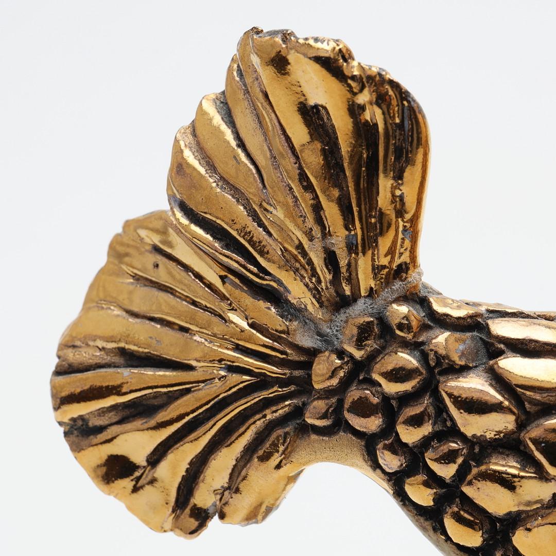 Art Deco Decorative Sculpture Blowfish, NINNIE FORSGREN, LUXURY ORNAMENT GOLD Ceramic For Sale