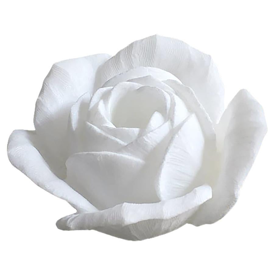 Decorative Sculpture Ornament Rose Blossom Solid Block White Statuary Marble For Sale