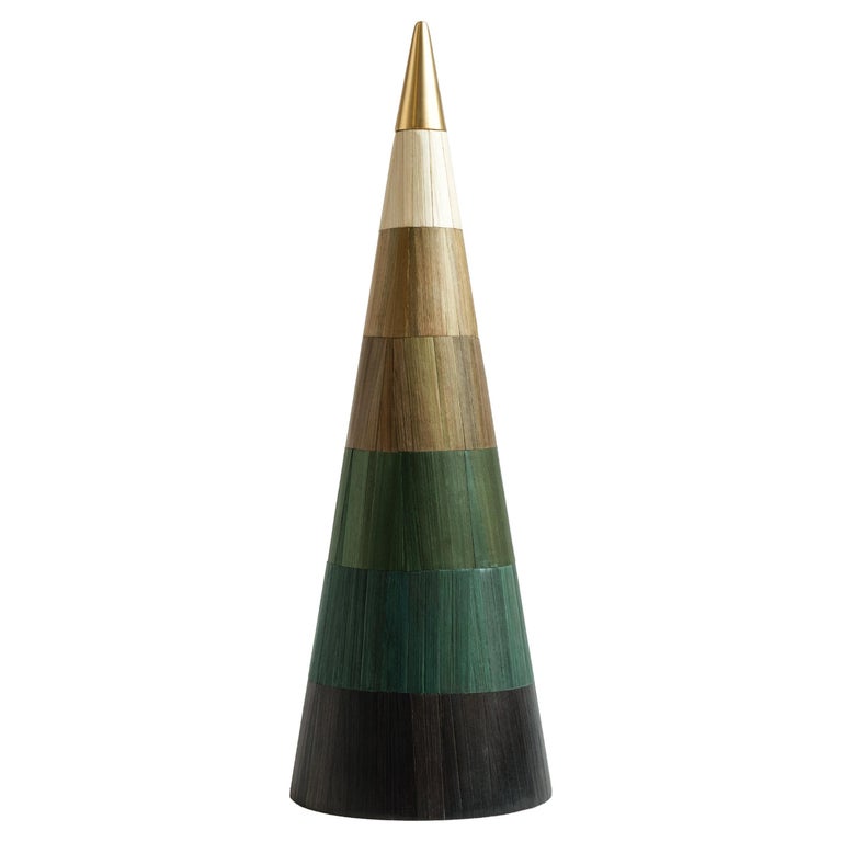 Decorative Sculpture Straw Marquetry Cone Minimalistic For Sale