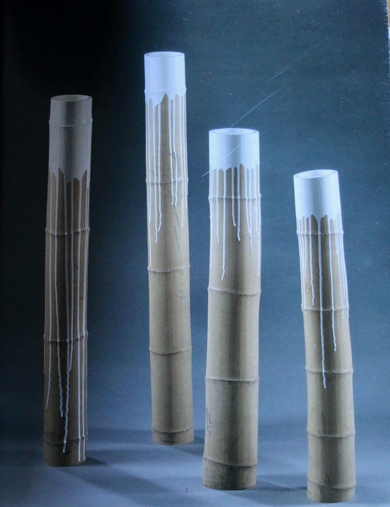 Decorative sculpture with white paint and bamboo For Sale 7