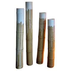 Decorative sculpture with white paint and bamboo