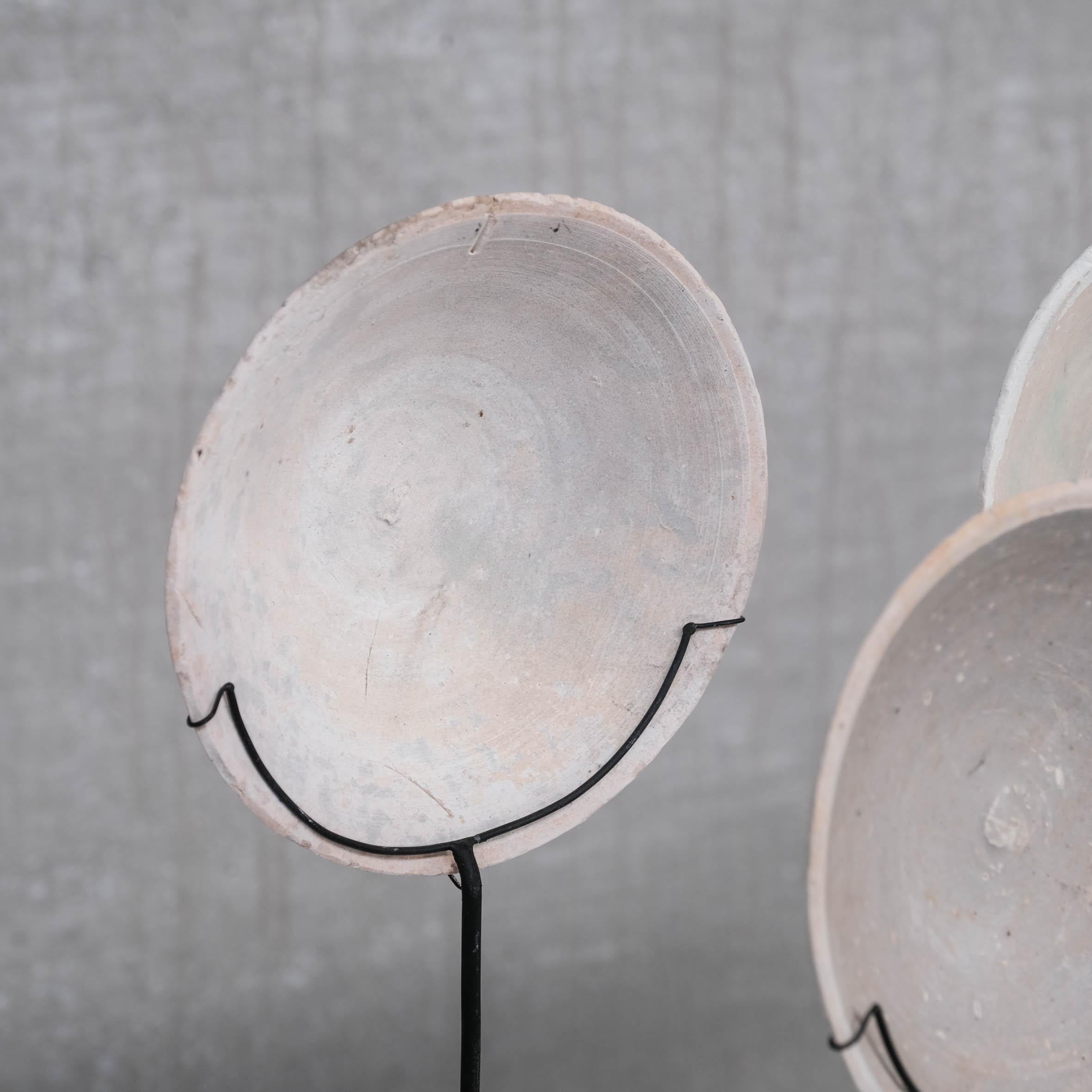 Ceramic Decorative Seabed Found Bowls on Mounted on Custom Stands For Sale