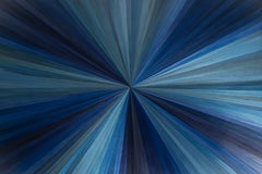 Decorative Serving Tray with Blue Straw Marquetry Sunburst Inlay Handcrafted