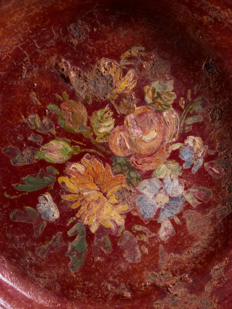 Decorative Set of 2 Charming Hand Painted Metal Plates For Sale at