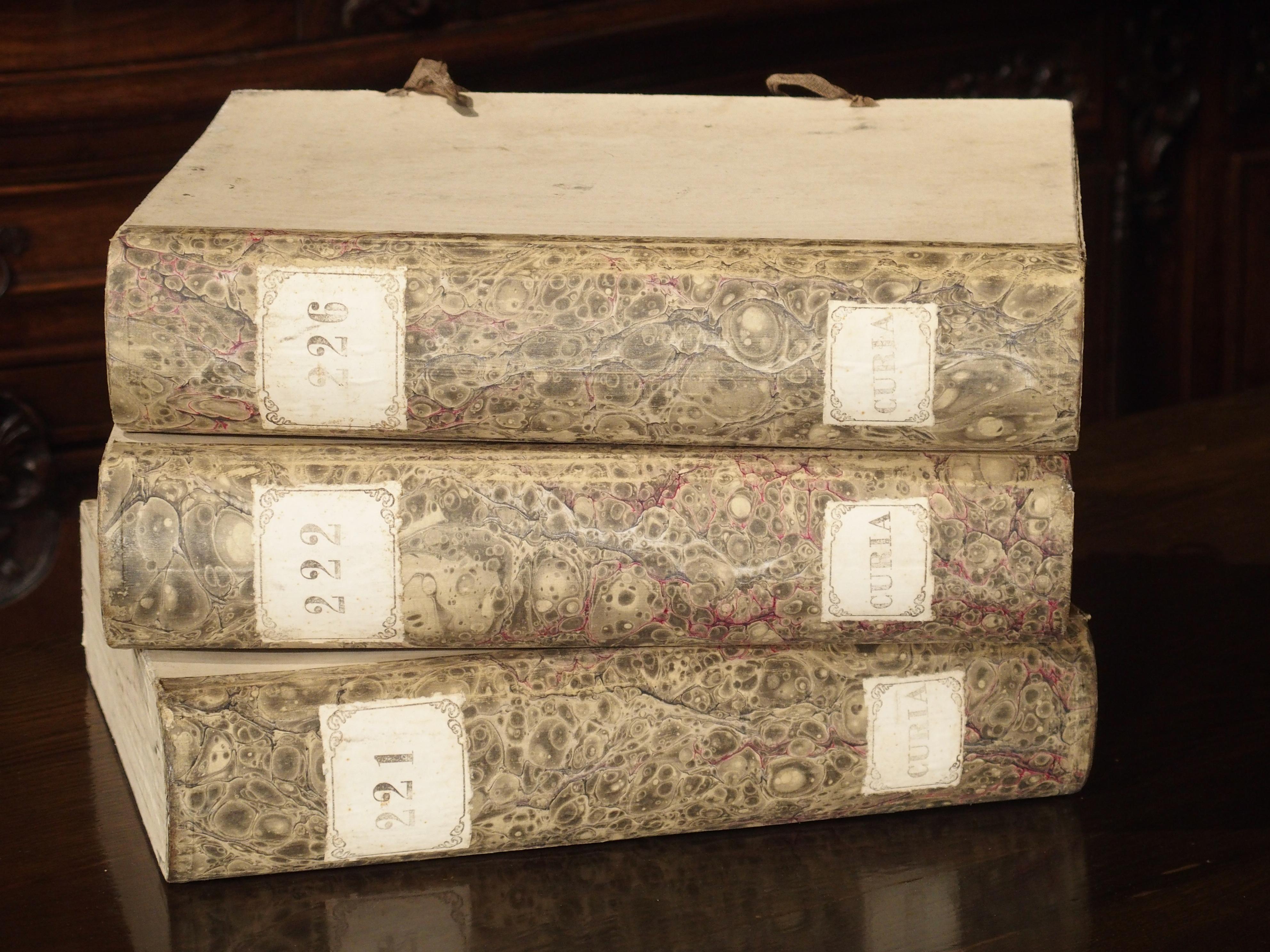 Decorative Set of 3 Antique Faux Book Document Holders from Italy, circa 1915 12