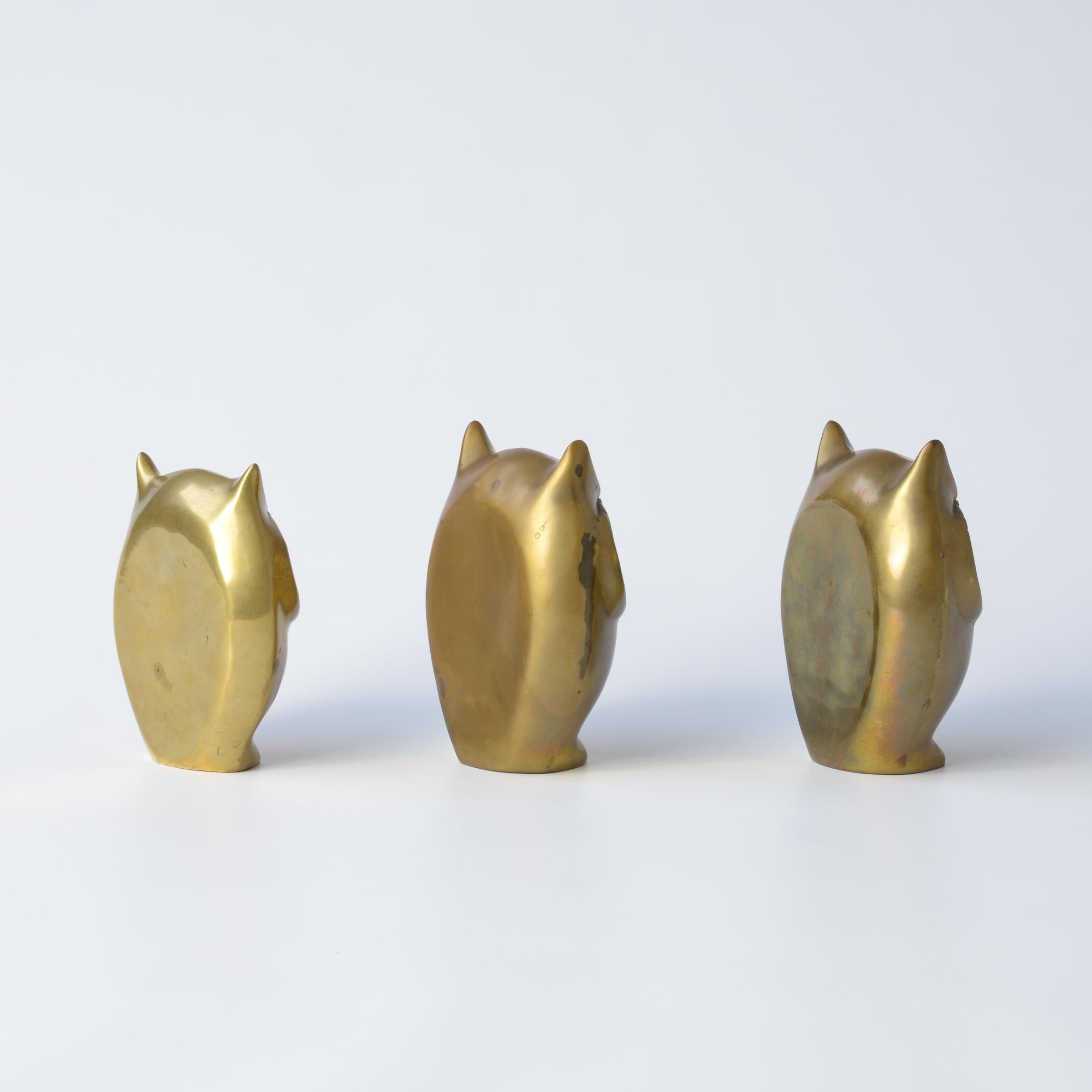 brass owls set 3