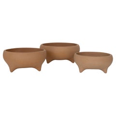 Decorative Set of 3 Clay Bowls Constantinos. Smooth Soft Clay Finish. By Raíz Mx