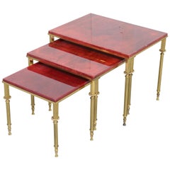 Decorative Set of 3 Nesting Tables by Aldo Tura
