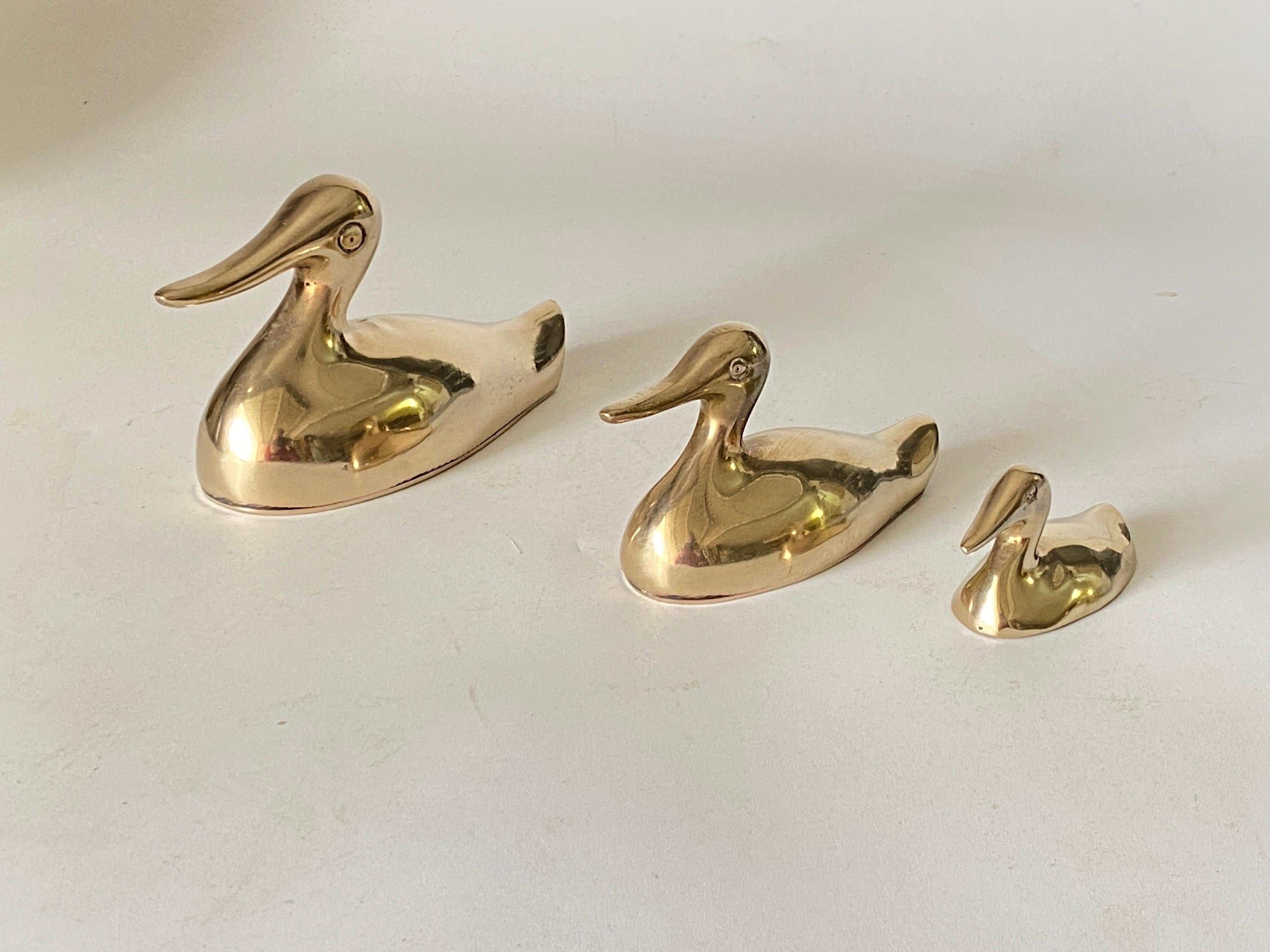 French Decorative Set of 3 Sculptures Shaped, in Brass, France, 1970s For Sale
