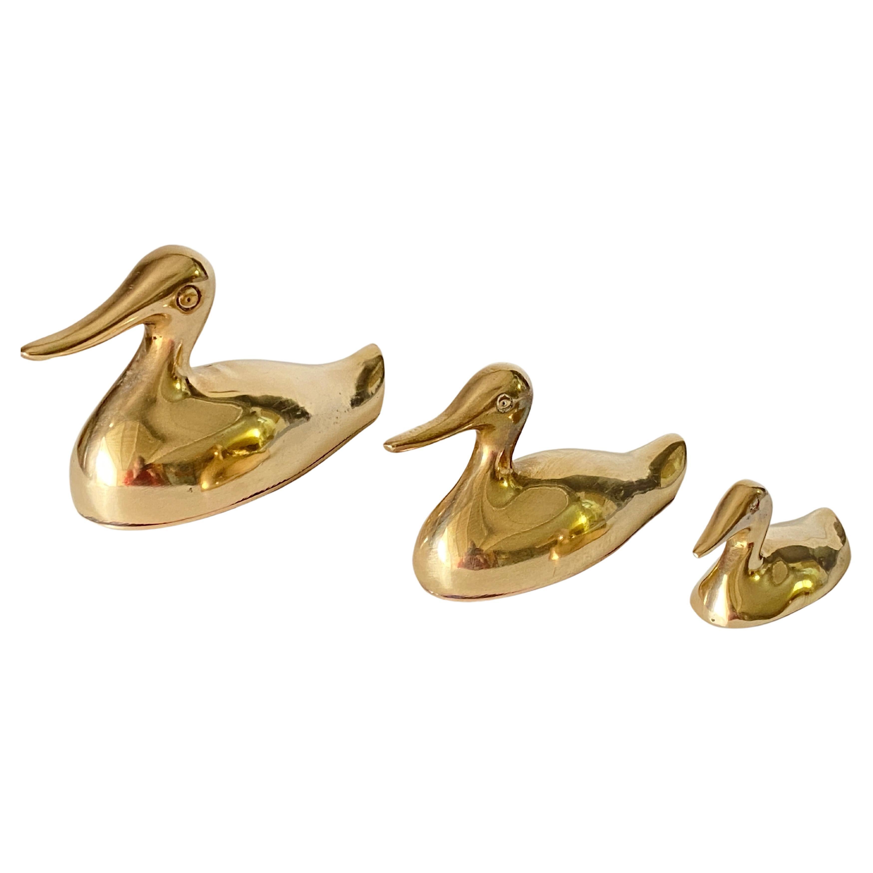 Decorative Set of 3 Sculptures Shaped, in Brass, France, 1970s
